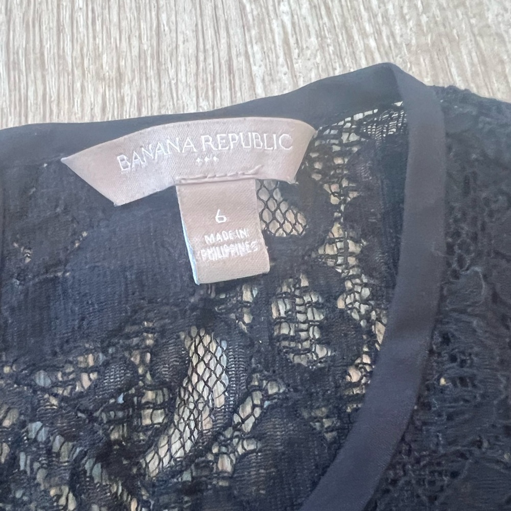 Banana Republic Factory Lace black skater dress sleeveless zip back - Picture 5 of 7
